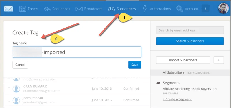 Create Tag Convertkit