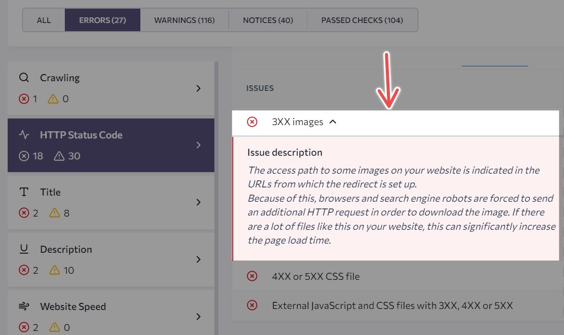SE Ranking issue description
