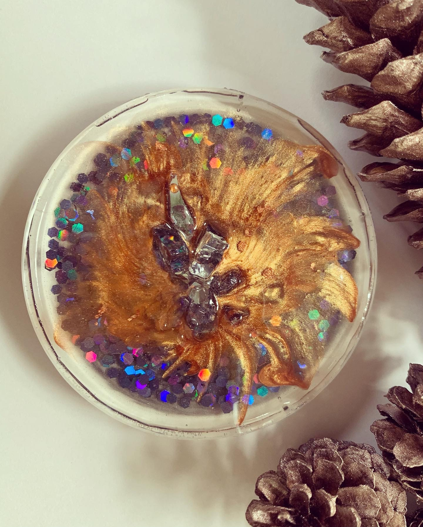 Coppery Geode-like ring dish
