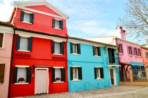 Colourful houses near venice