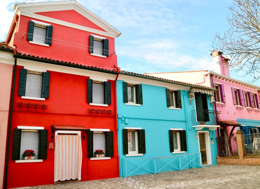 Colourful houses near venice
