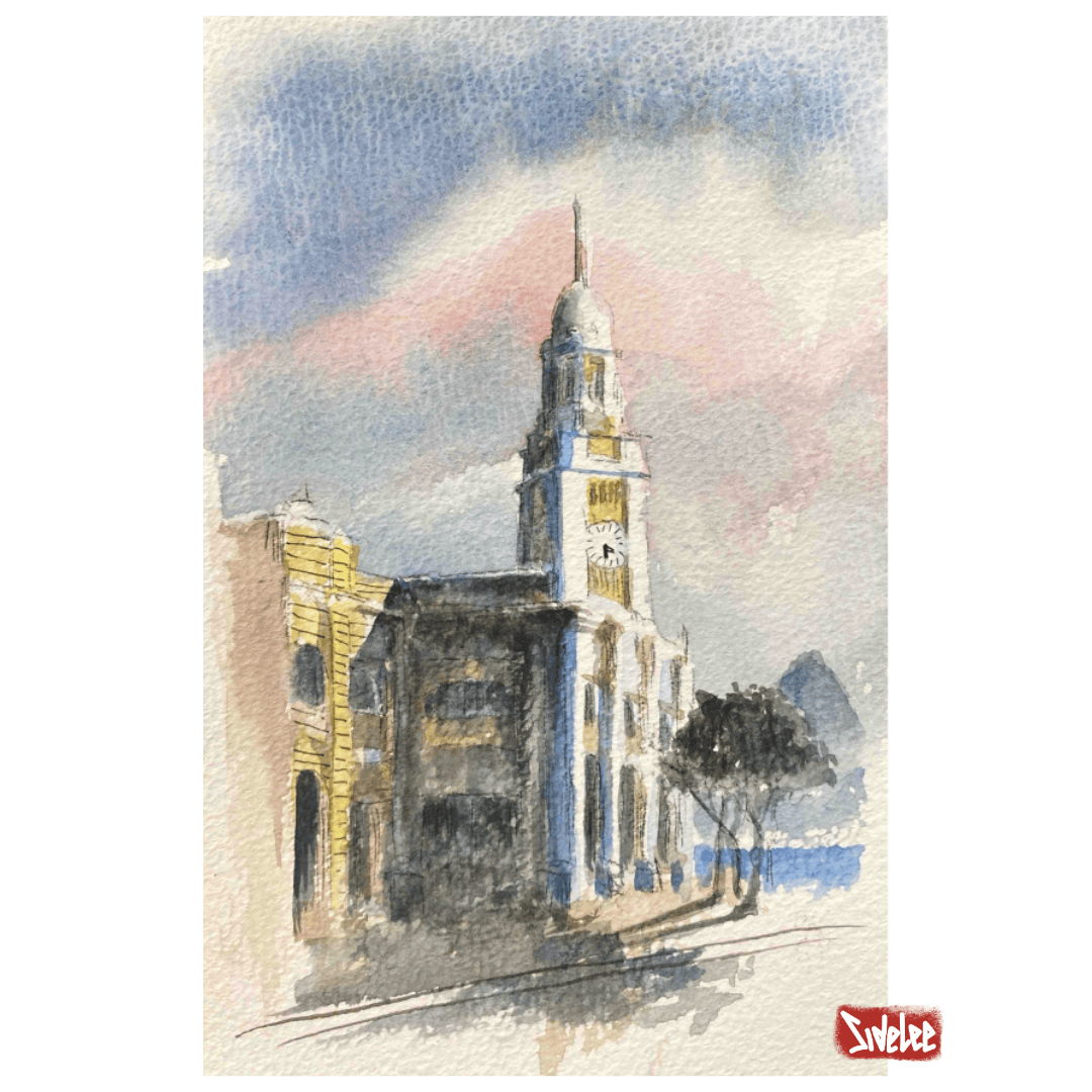 Clock Tower - Hong Kong, Watercolour on paper, 4 x 6 inches, 2024