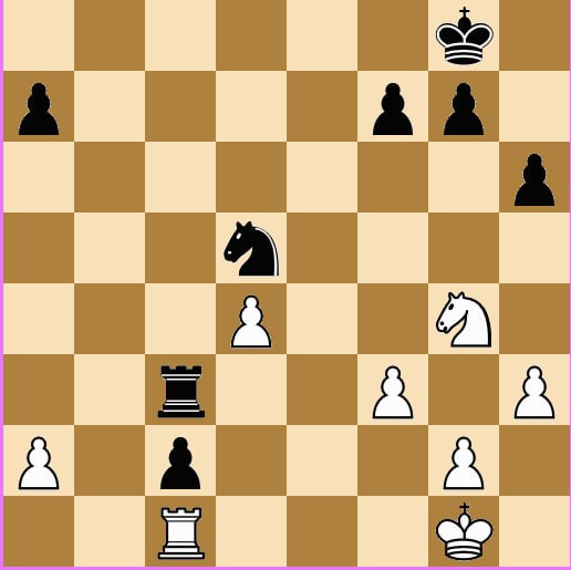 Round 5: Opponent resigned after being forced to either let Laisa's pawn on C7 be promoted, or lose a rook.