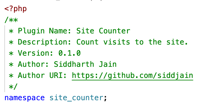 The plugin php file just needs a plugin header, a couple of php functions, and some hooks to attach your functions to. Writing Your First Wordpress Plugin Siddharth S Space