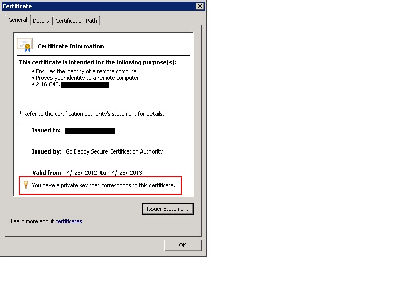 Ssl certificate key