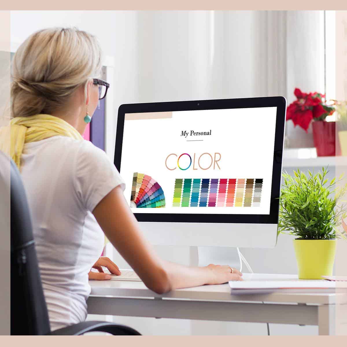 woman viewing a beautiful online color palette