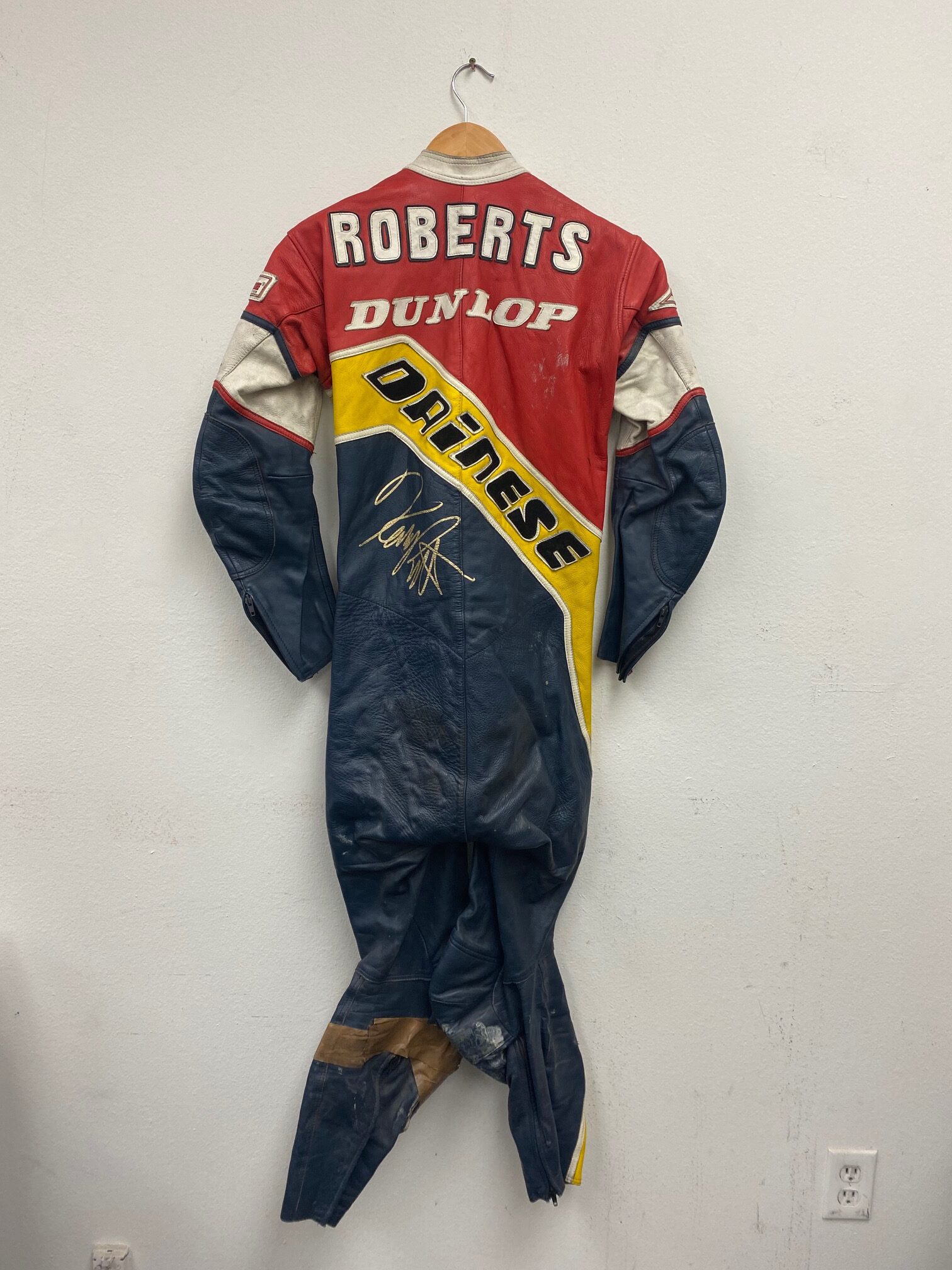 Kenny Roberts Snr Worn 1982 Dainese Leathers - Autographed