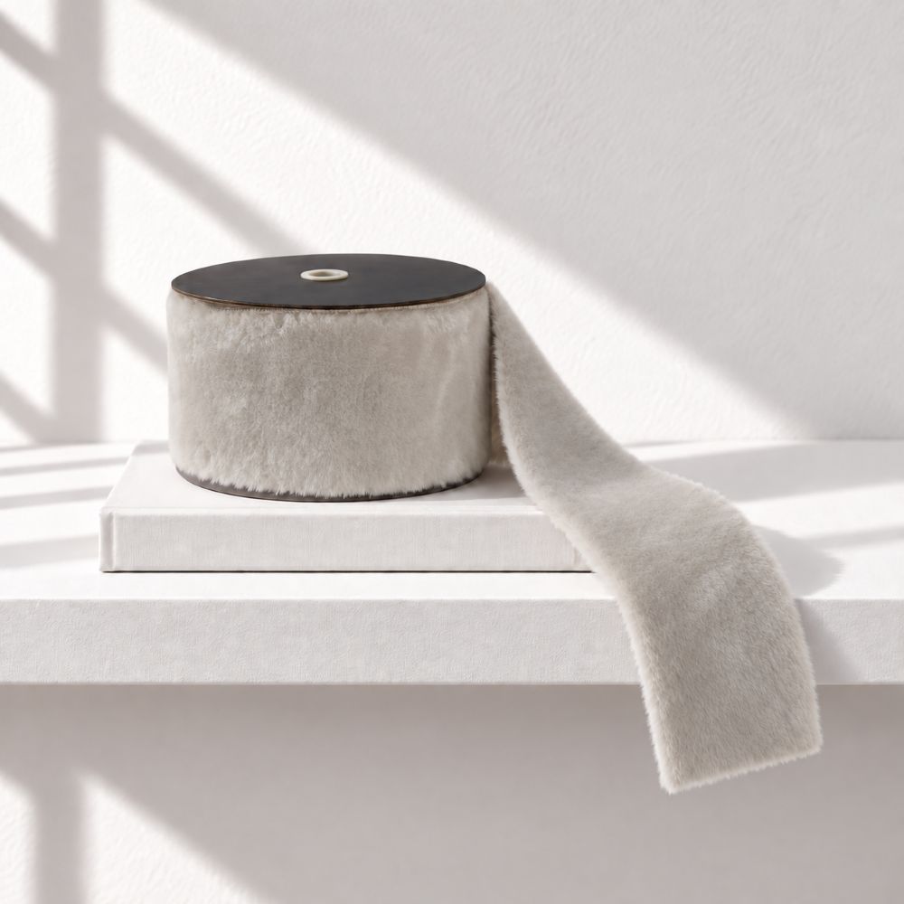 Fur Ribbon, White, 4in x 10yd