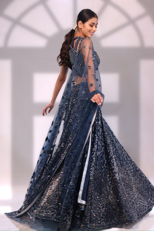 Navy Blue Embroidered Lehenga