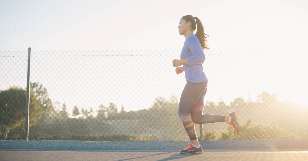 A woman running in the street