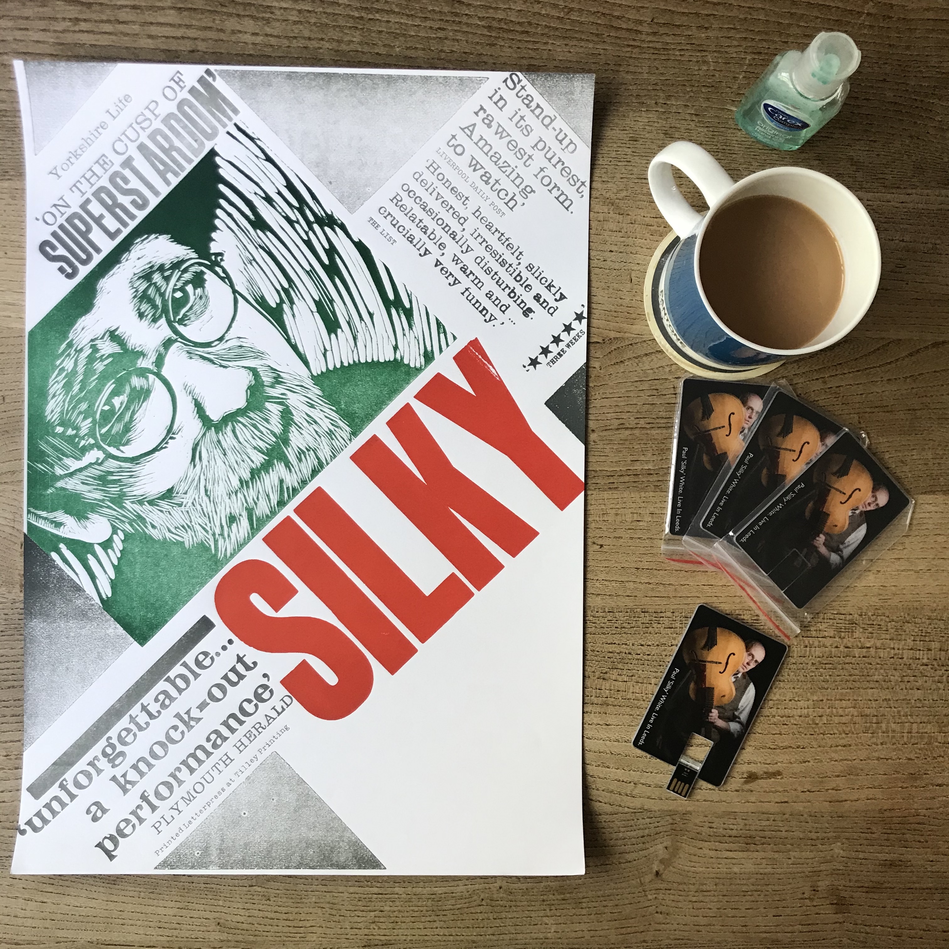 Silky Live Poster: Design by Anneliese Appelby, printed on the Wharfedale Press at Tilley Print, Ledbury. Image by Rachel Munro-Fawcett.