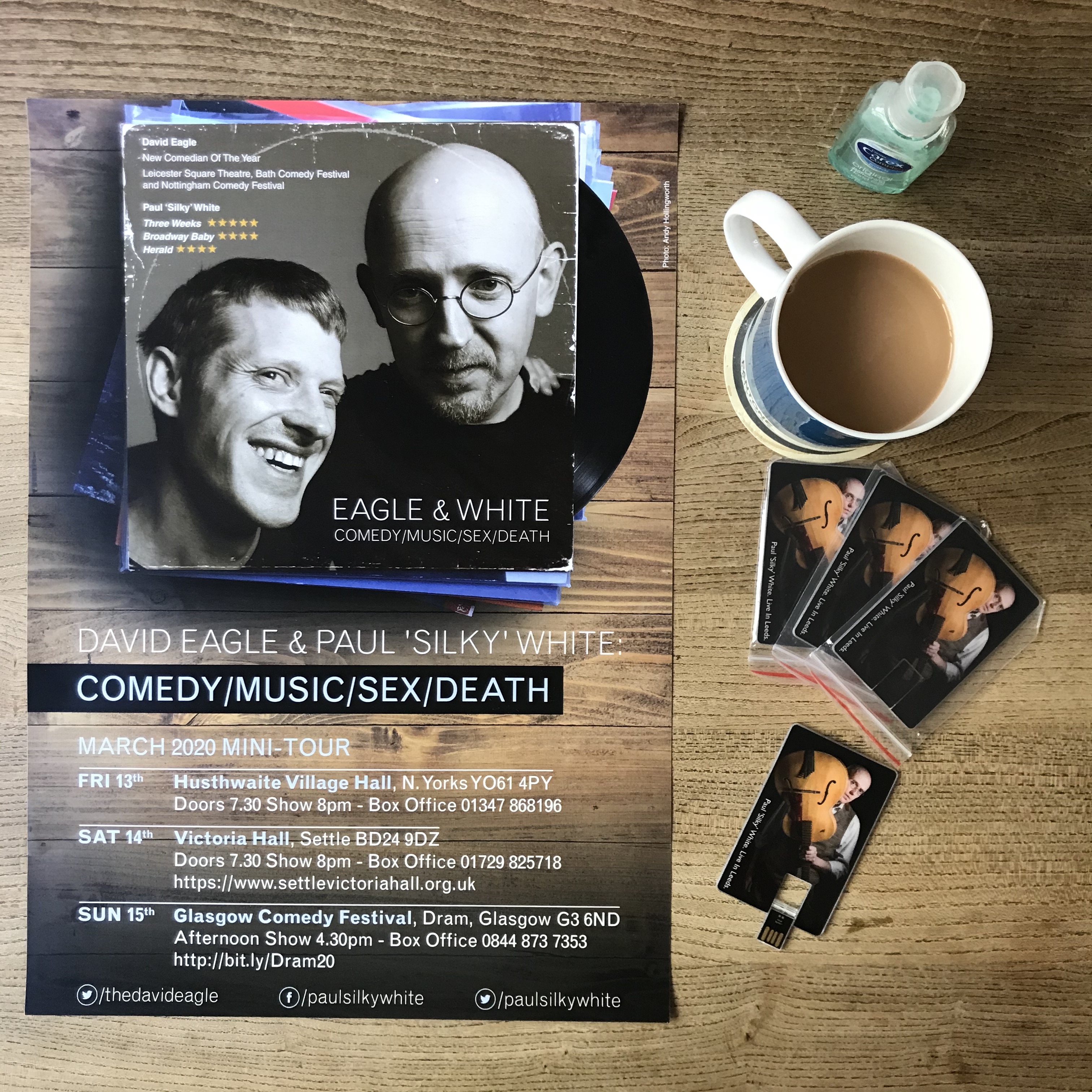 David Eagle & I 2020 Mini Tour Poster: design by Rob Ellis, photography by Andy Hollingworth