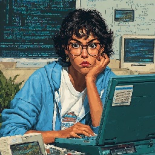 Pixel art portrait of The Engineer founder in a hoodie staring at a terminal.