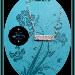 Handmade 99.9% Pure Silver Hammered Finish Bar Necklace