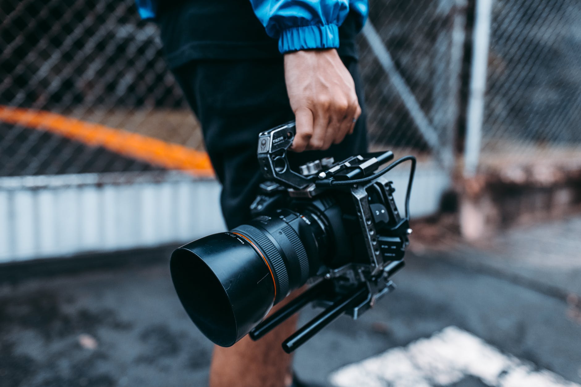 person standing while holding camera
