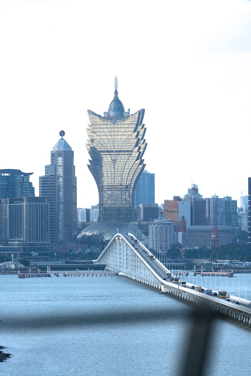 grand lisboa hotel and macau skyline view