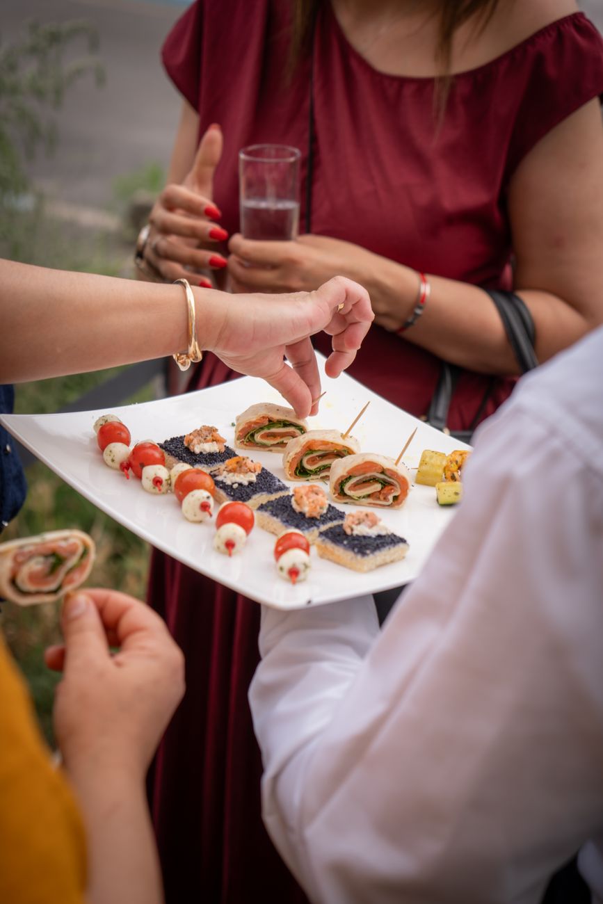 elegant finger foods at outdoor gathering
