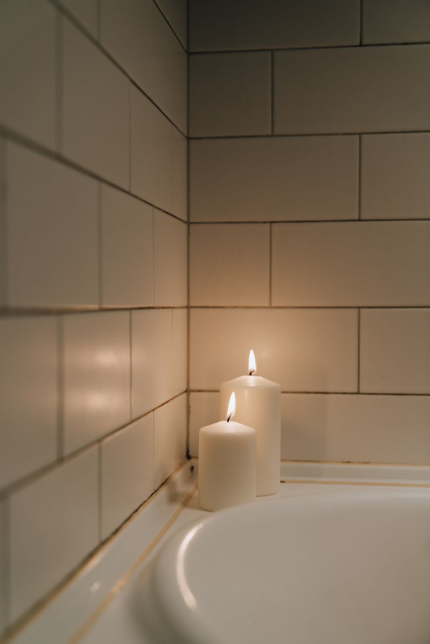 lighted white candles