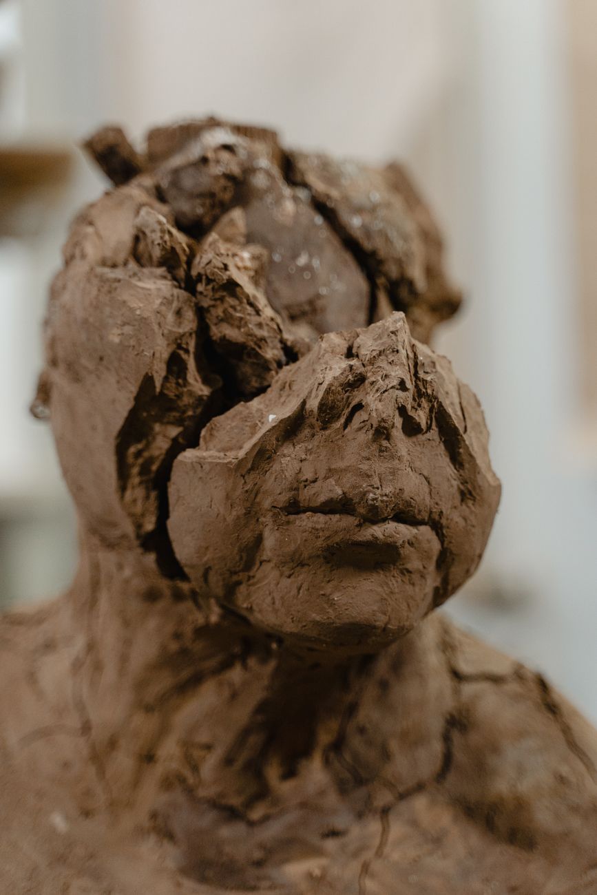 a sculpture made of clay