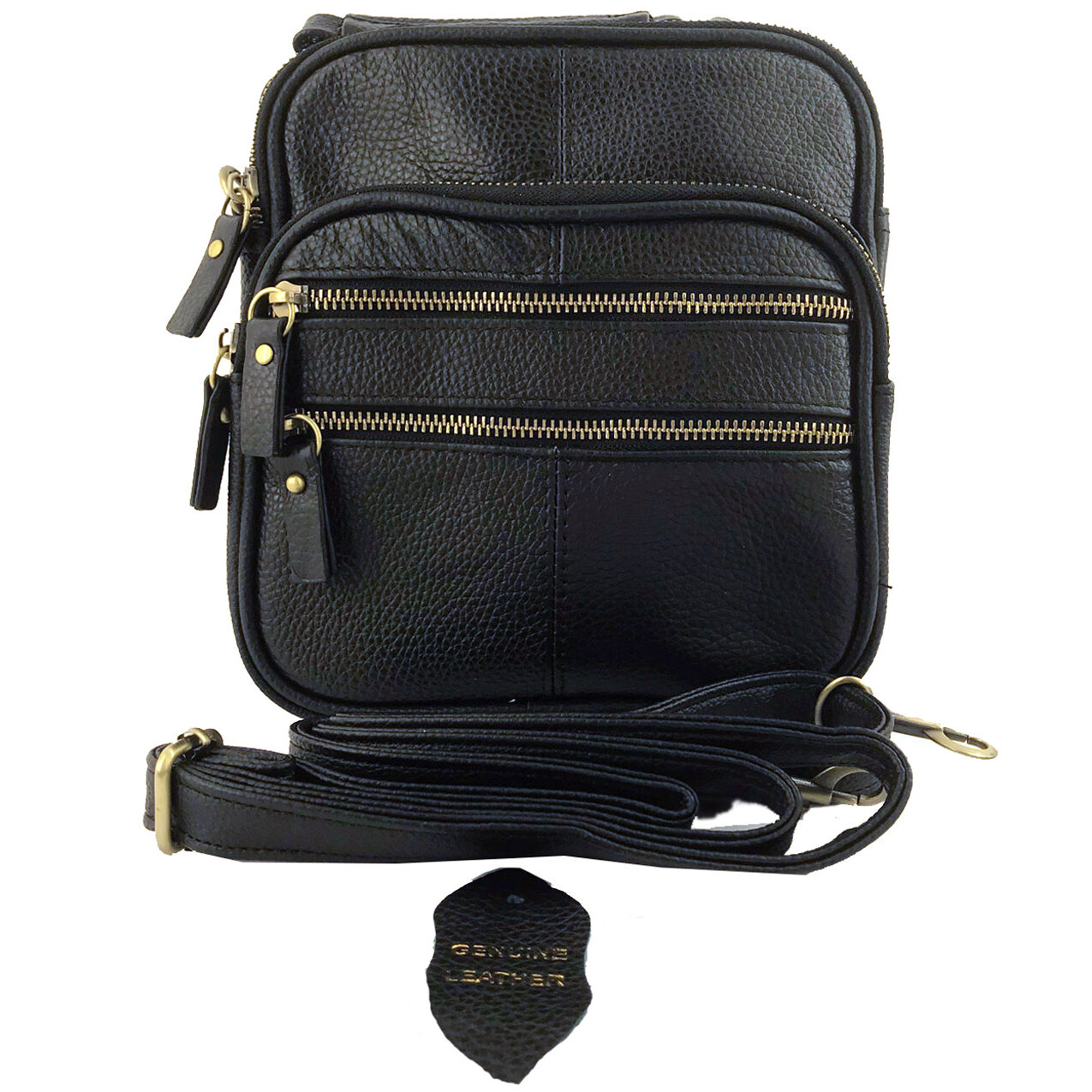Unisex Medium Leather Crossbody w Top Handle - Image 7