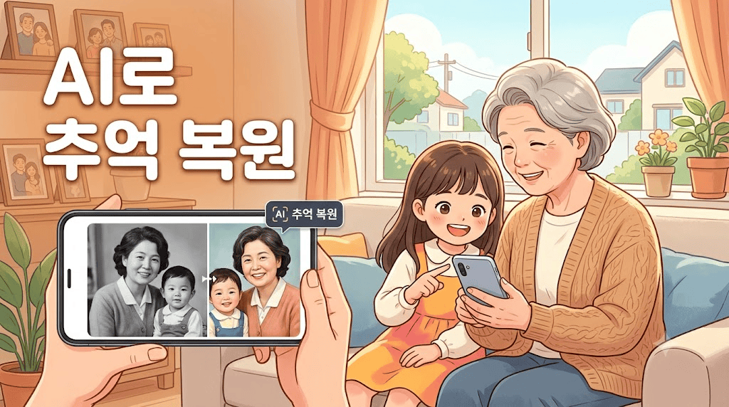 [생활정보] 빛바랜 흑백 사진이 컬러로 살아났어요! 📸 AI로 추억 복원하고 손자녀와 나누는 법