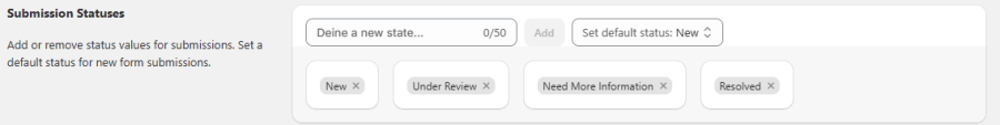 Customizable status of submissions