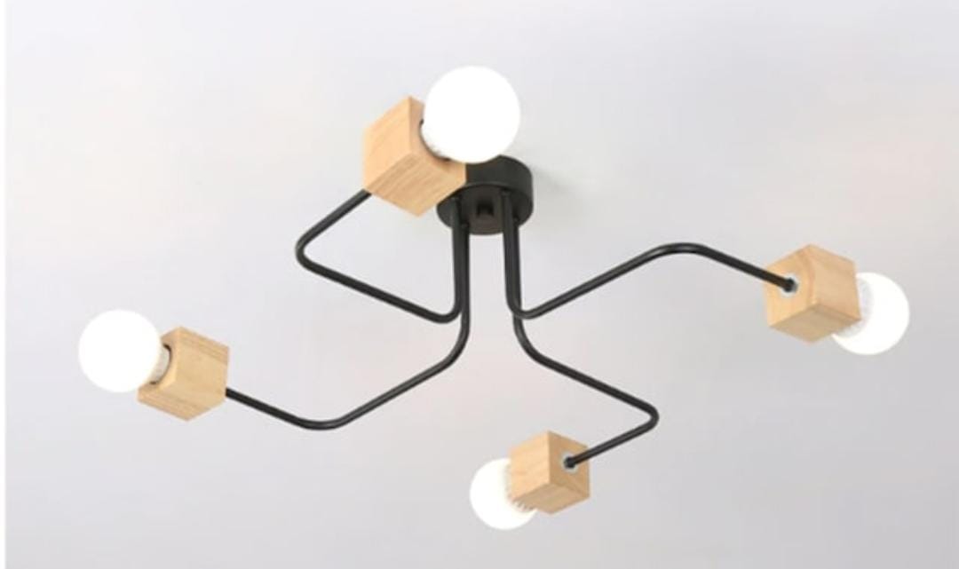 MODERN AHŞAP DETAY ÖRÜMCEK AVİZE 4kol