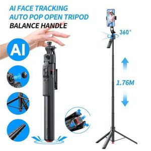 TT07 AI Tracking Gimbal Selfie Stick & Tripod – Auto Face Tracking, 360° Rotation, Foldable Phone Holder for Vlogging, Live Streaming & Video Calls