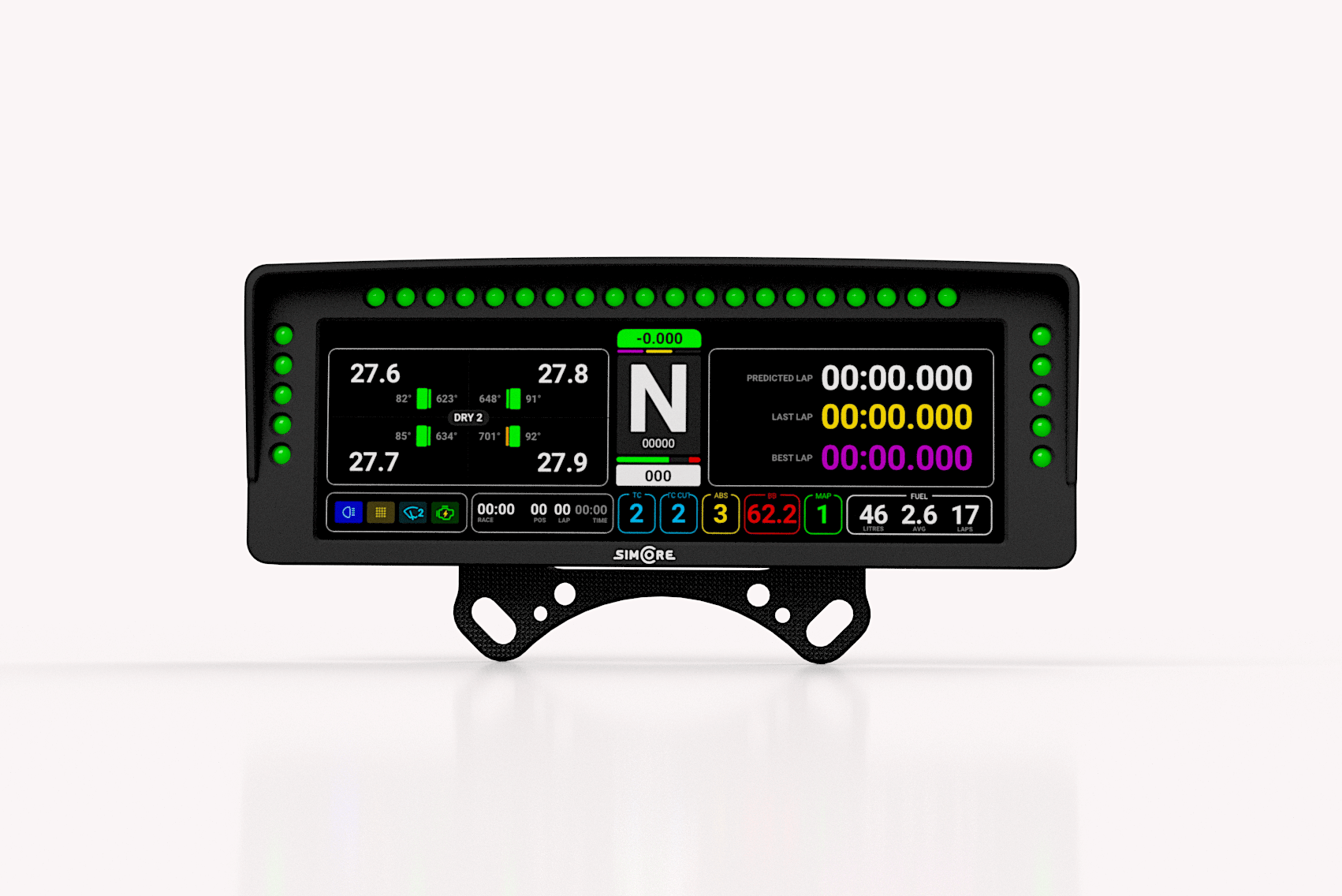 UD78 - 7.8- Sim racing dashboard with 30 frosted programable LEDs