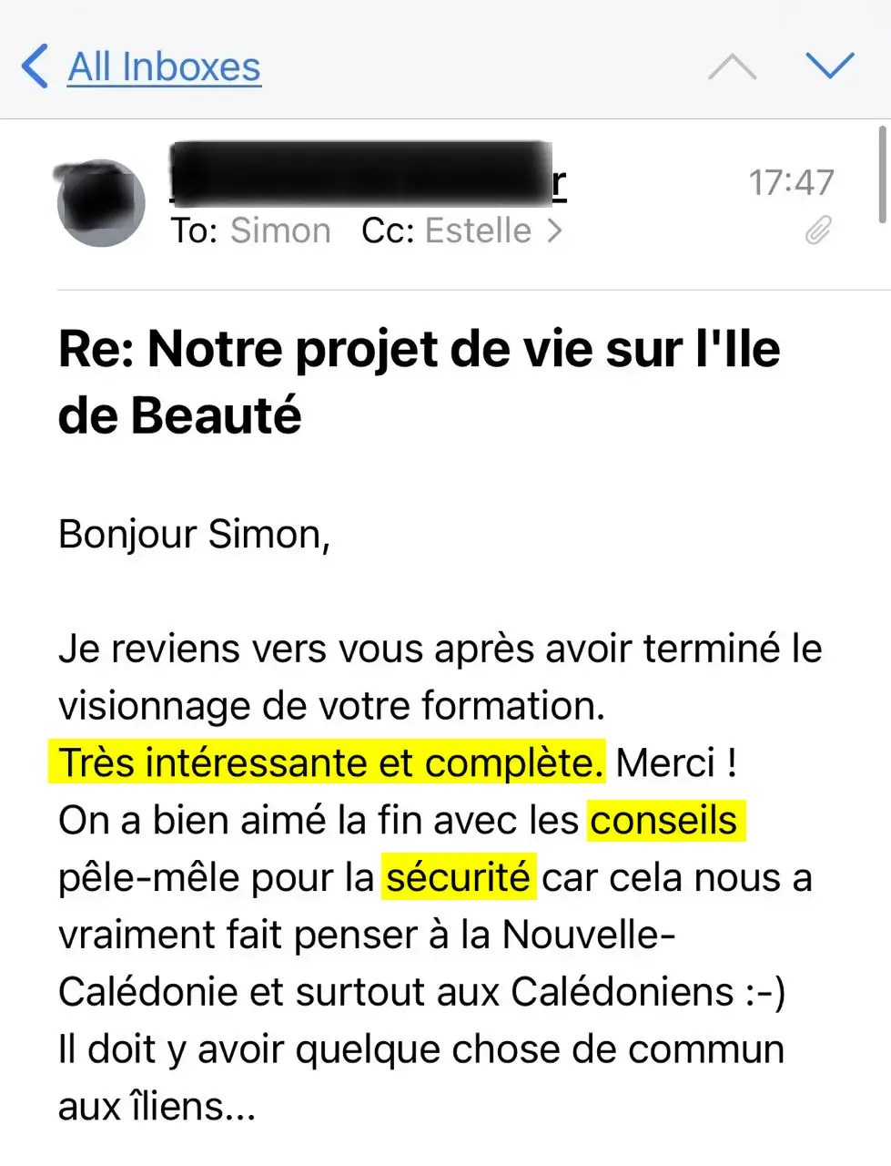 Témoignage : formation très intéressant et complète. Conseils pour la sécurité