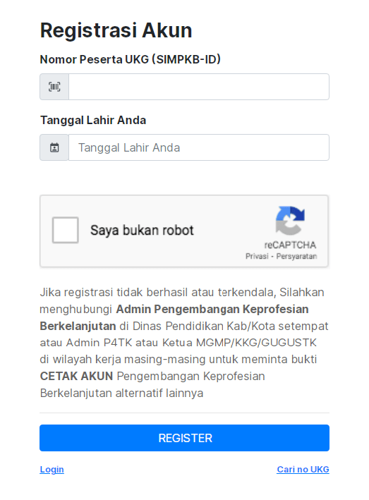 Ukg setelah mengetahui nomor peserta selanjutnya kembali ke menu registrasi akun, masukan . Cara Daftar Sim Pkb Guru Ta 2021 2022 Info Gtk Simpkb