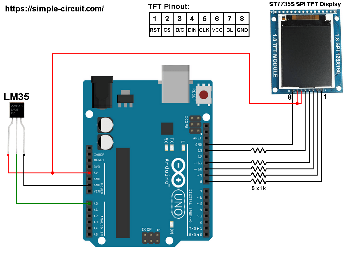 Simple Temperature Sensor Circuit Diagram Using Lm35