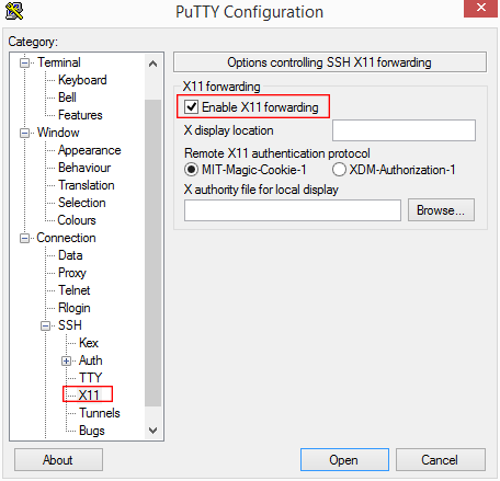 Configuration X11 Putty