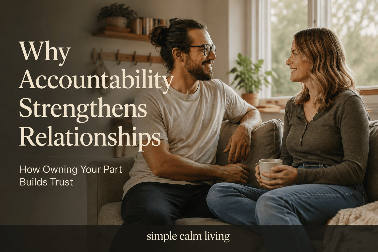 Couple having a calm conversation about accountability and trust in a relationship