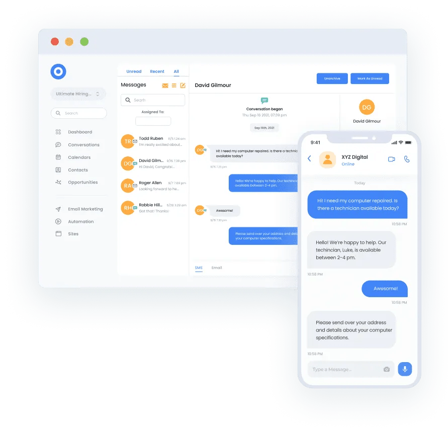 SMS with your customers and track all conversations