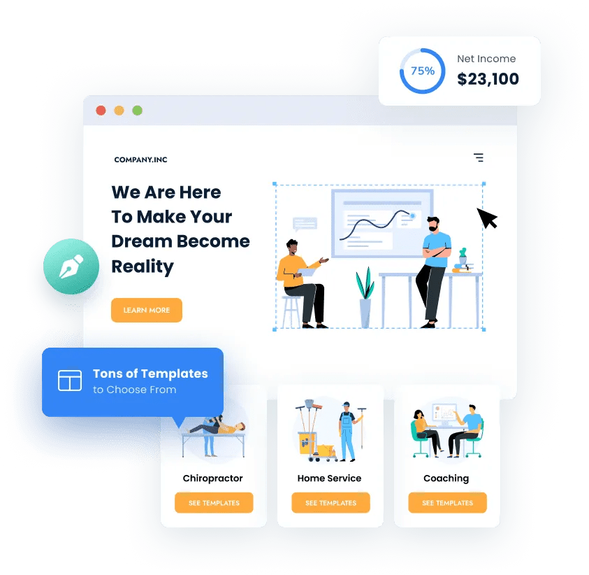 website builder mockup
