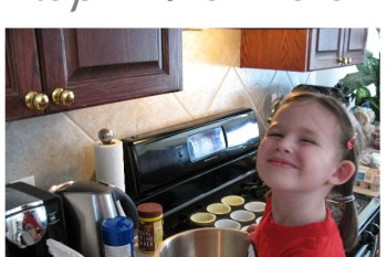 Girl helping in kitchen with text overlay which reads How Children Can Help In The Kitchen