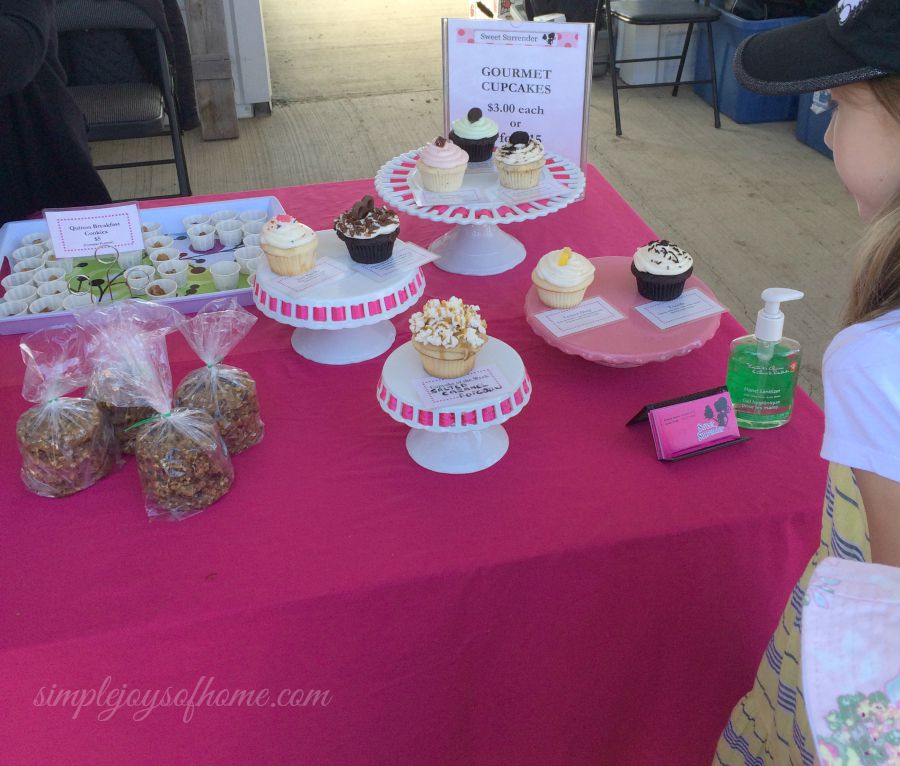 The girls enjoying the cupcake stall