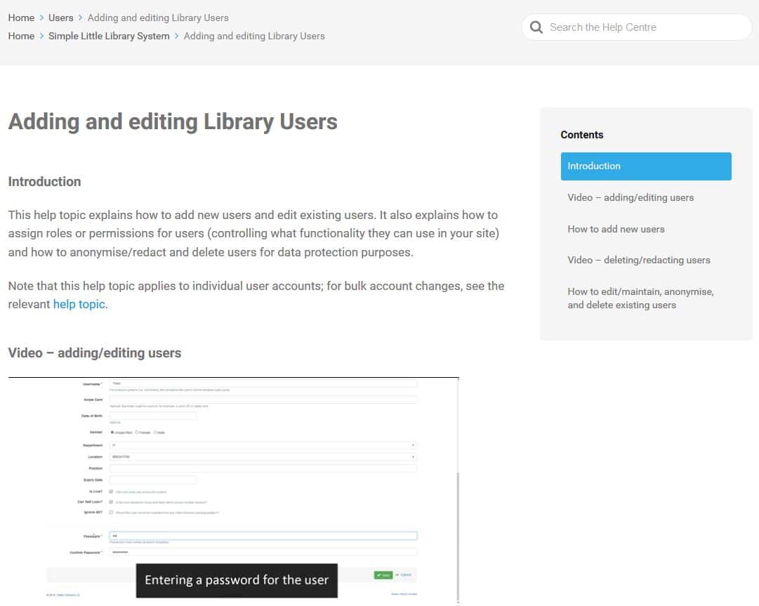 Technical support Simple Little Library System