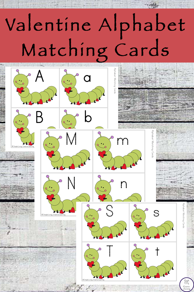 free printable valentine alphabet matching cards simple living creative learning