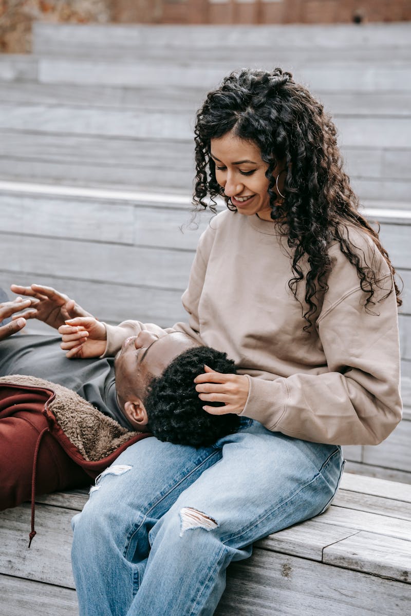 Loving couple enjoying a relaxed outdoor moment, enhancing their bond.