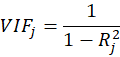 Formula for calculating Variance Inflation Factor (VIF) in regression analysis.