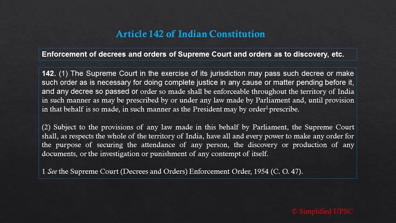 article 142 of the constitution