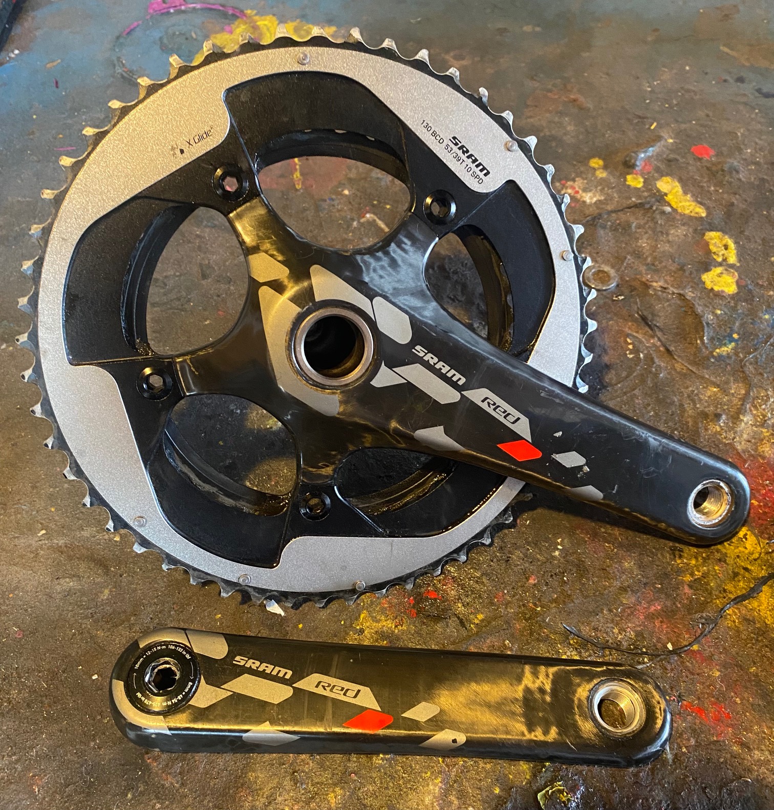 SRAM Red 10-speed carbon 53/39T chainset with 165mm crank arms