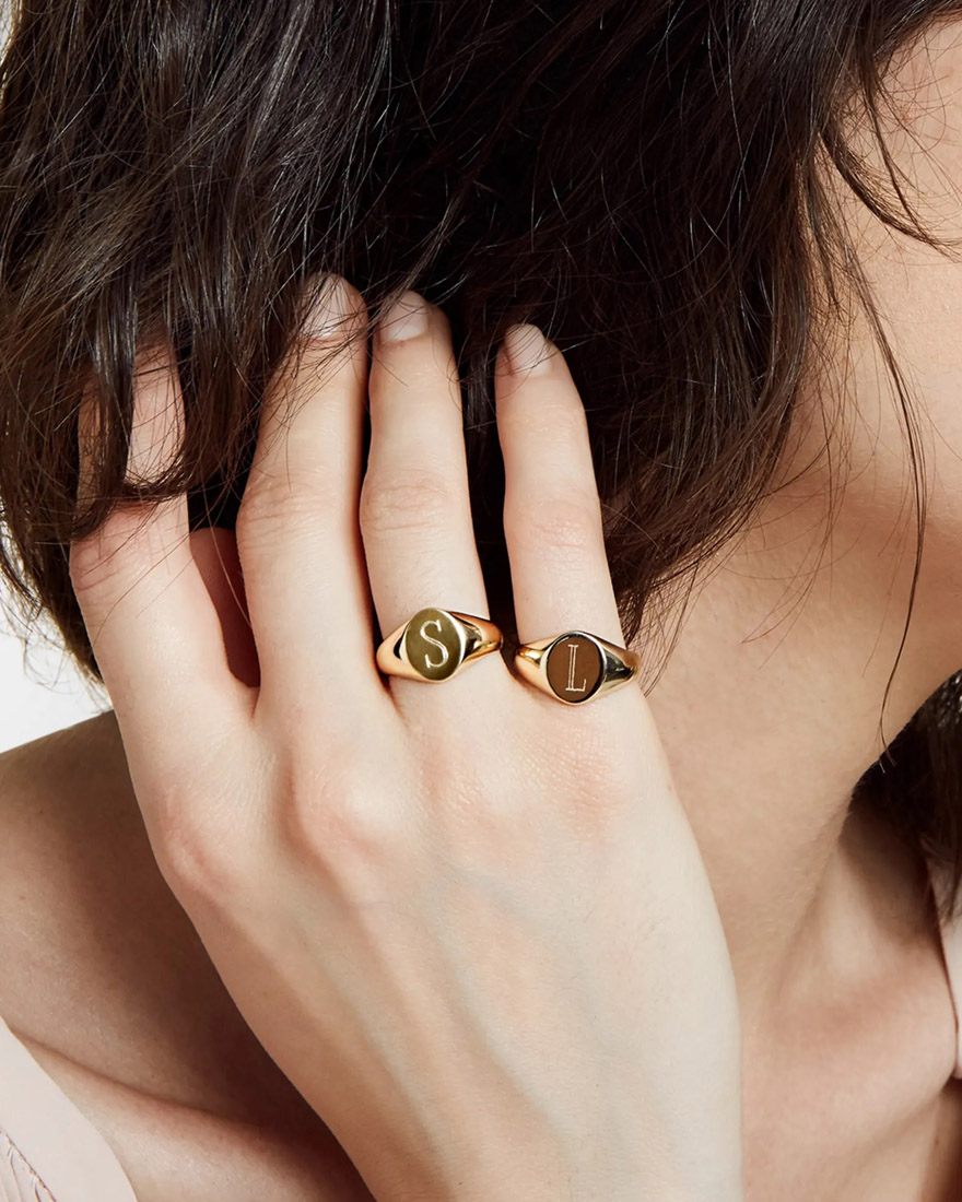 14K Gold Oval Signet Ring