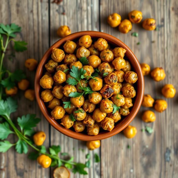 a bowl of roasted chickpeas