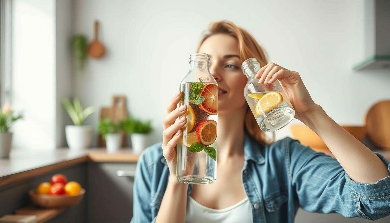 A Woman drinking healthy drinks