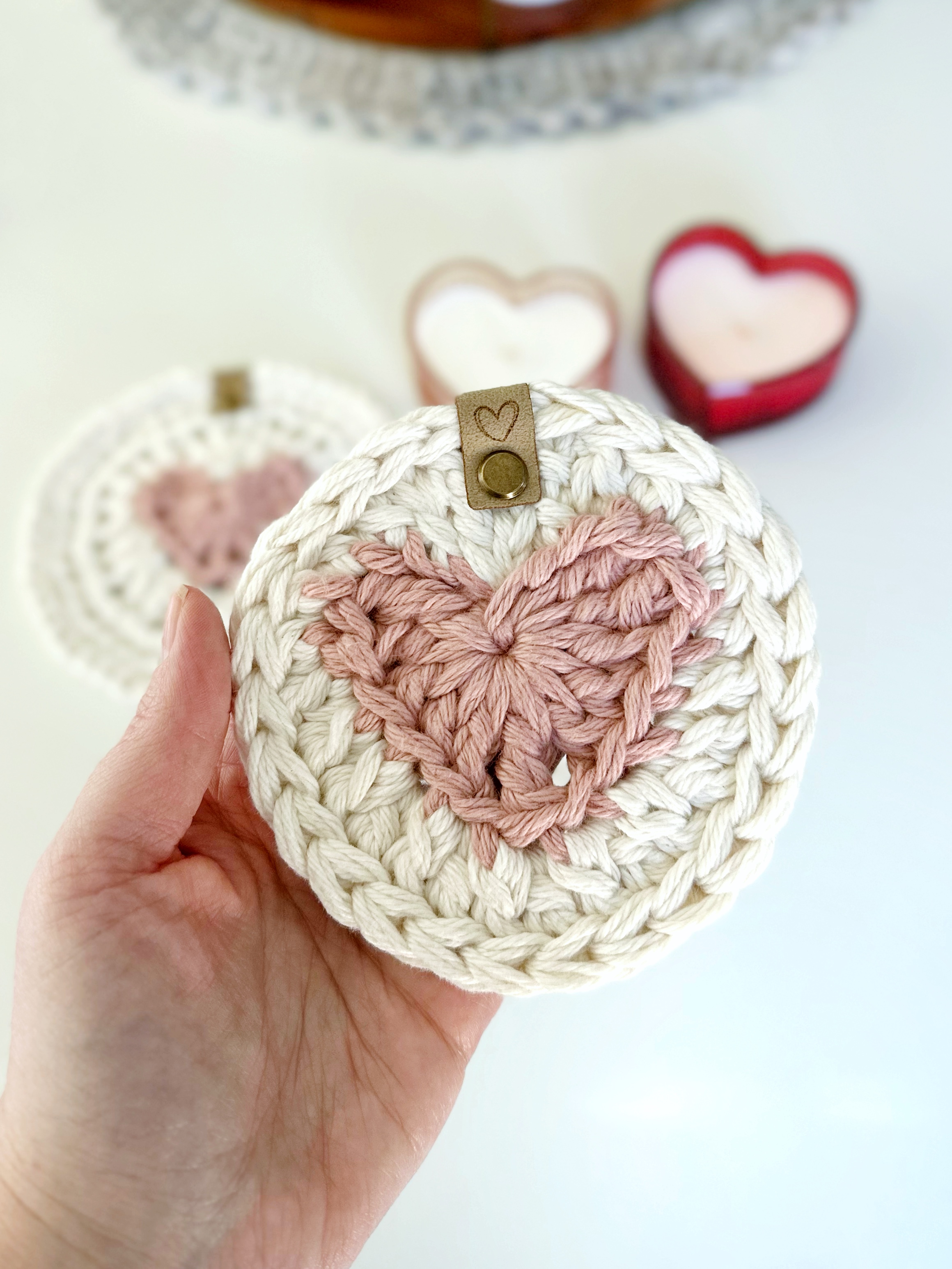 Crochet Heart Coaster and Hot Pad Set | Simply Made by Erin