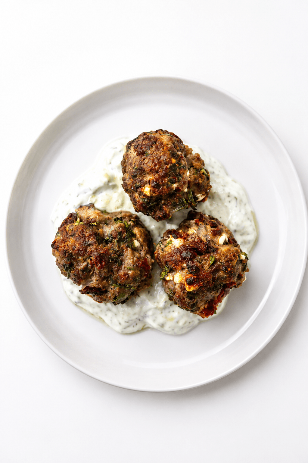 Mediterranean Spinach, Sun-Dried Tomato & Goat Cheese Meatballs
