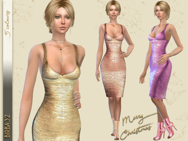 Golden Christmas Dress By Birba32 At Tsr Sims 4 Updates